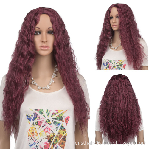 Onst water wave wig short curly High Temperature Heat Resistant Fiber hair wigs for black women bob Long deep wig wet and wavy